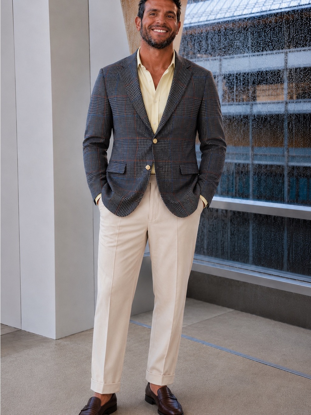 Austin Reed Gray and Navy Wool Blend Blazer